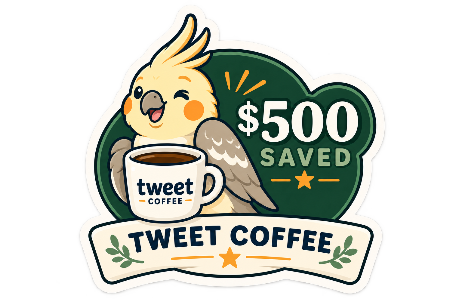 Tweet Coffee $500 savings sticker reward