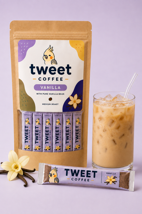 Tweet Coffee Vanilla instant iced coffee pouch